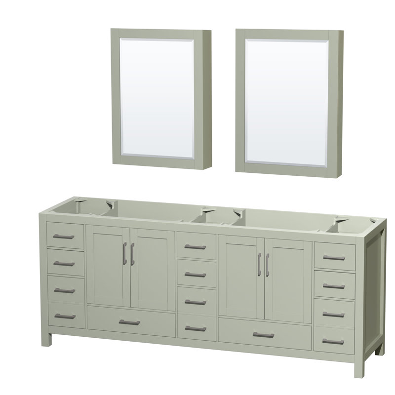 Sheffield 83" Double Bathroom Vanity Base and Mirror only in Light Green