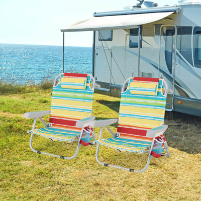 2 pièces Chaise de plage pliante en aluminium avec sac de rangement