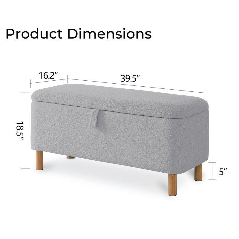 Dayvian 39.3" Storage Ottoman Bench for End of Bed, Gray