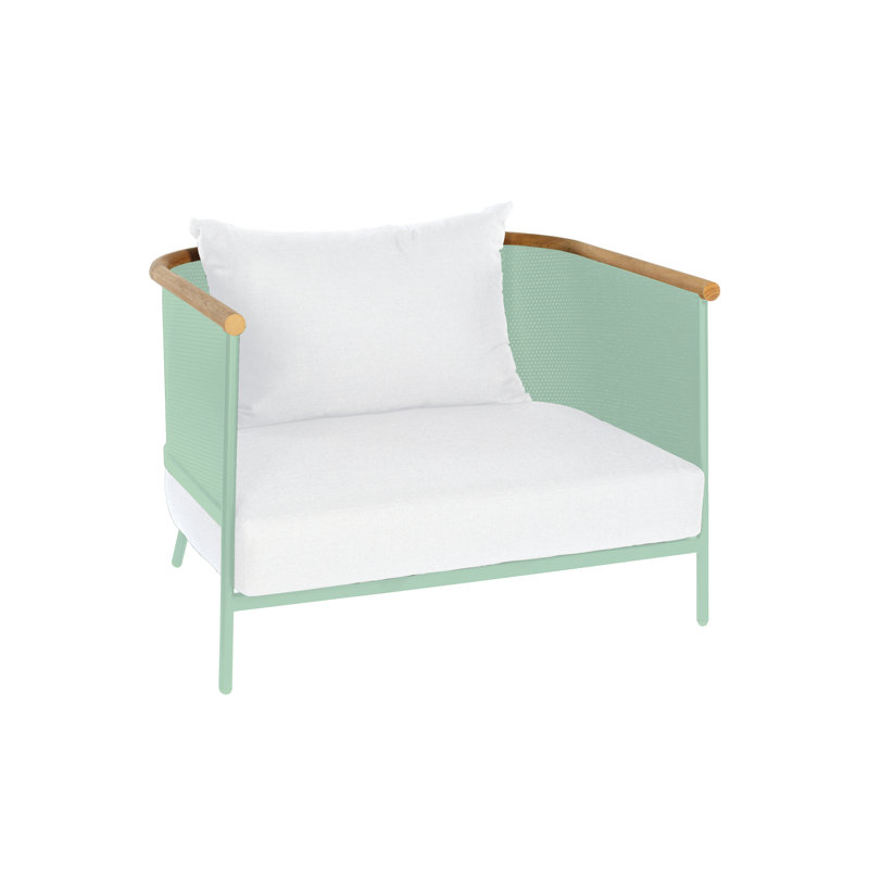 Chaise de patio avec coussins, Vert pastel, Toile naturel