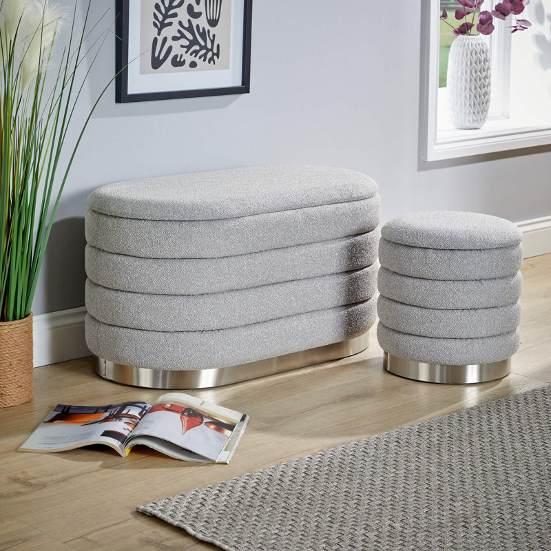 Adheen 80cm Wide Rectangle No Pattern Standard Ottoman with Storage, Grey
