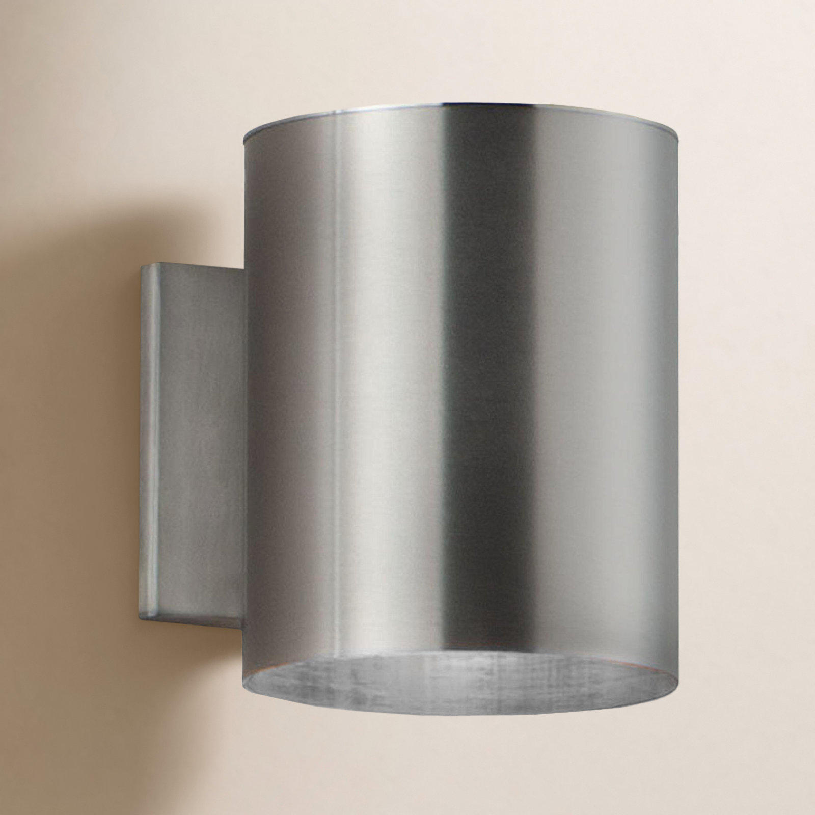 Barbara Single Light Cylinder Outdoor Wall Light, Brushed Aluminum
