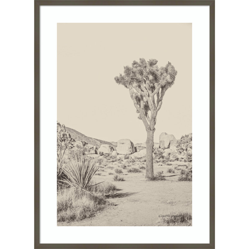 Joshua Tree III Neutral by Elizabeth Urquhart, 41" H x 30" W, Gray Framed