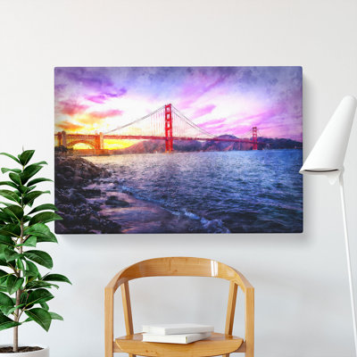 Golden Gate Bridge In San Francisco - Wrapped Canvas Painting