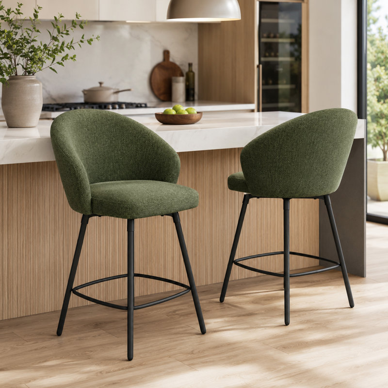 Tabouret de comptoir pivotant 26 po Yandier, Olive