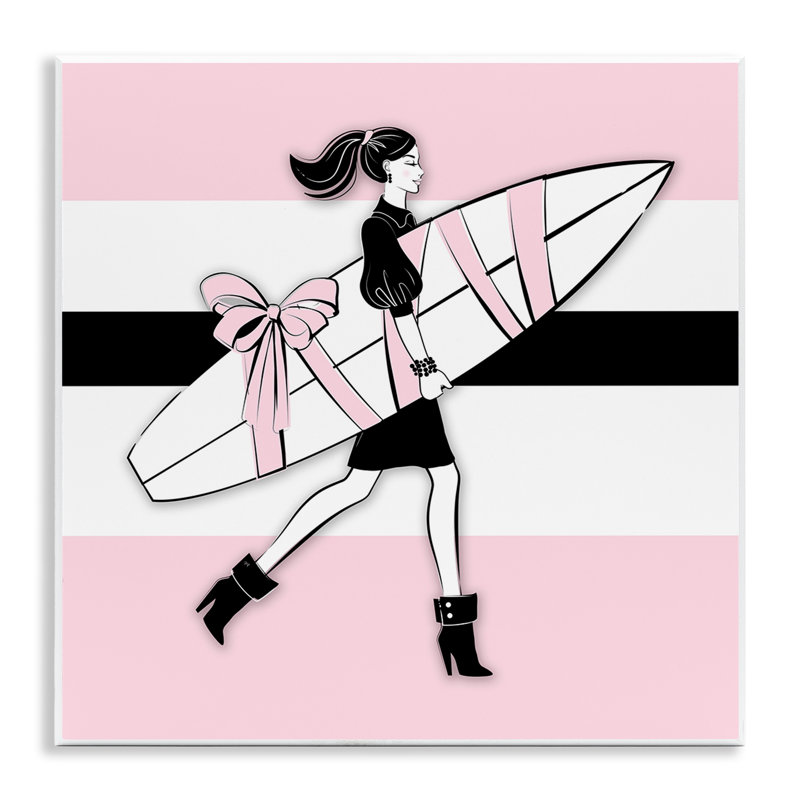 Art mural Glam Girl avec planche de surf par Martina Pavlova