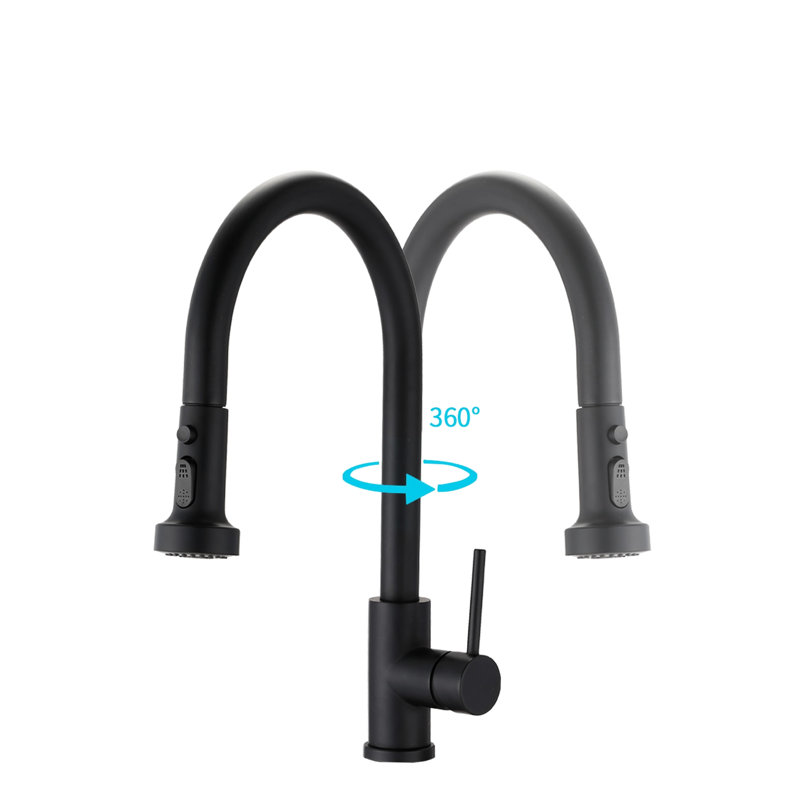 Stainless Steel Matte Black Kitchen Faucet With Pull Down & Soap Dispenser, Scratch-, Rust-, 360 Rotatable Spout, 1.8Gpm Flow In Construction, Scratchproof, Rustproof, Swivel