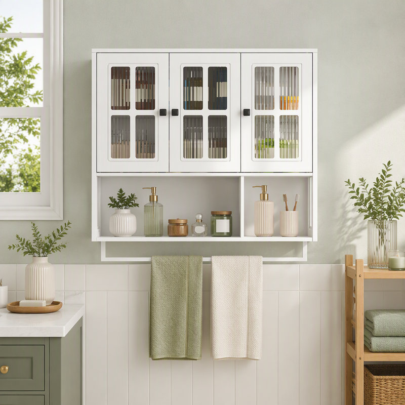Armoire murale en bois 3 portes, Blanc