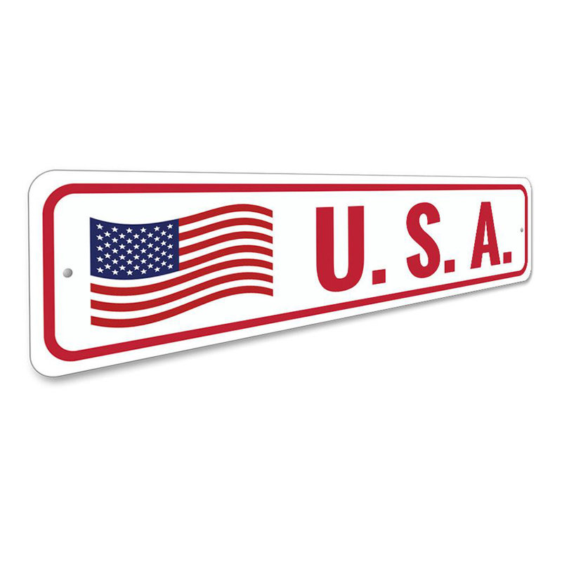 Plaque en aluminium du drapeau américain, H 4 po x l 18 po x P 0,04 po