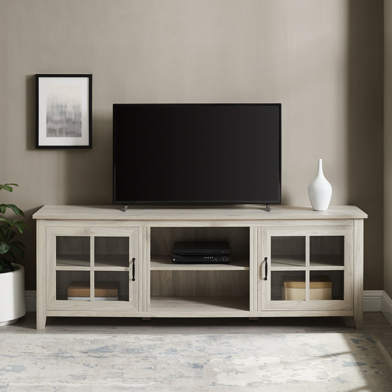 Dake 70" 2-Glass Door TV Stand for TVs up to 80", Birch