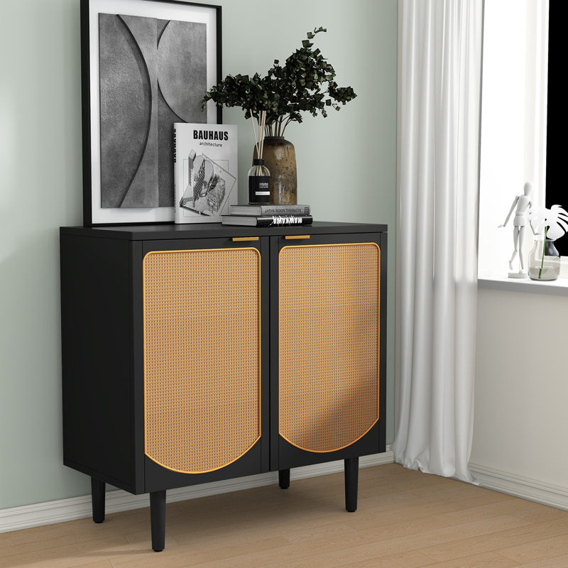Armoire d'appoint 2 portes en rotin
