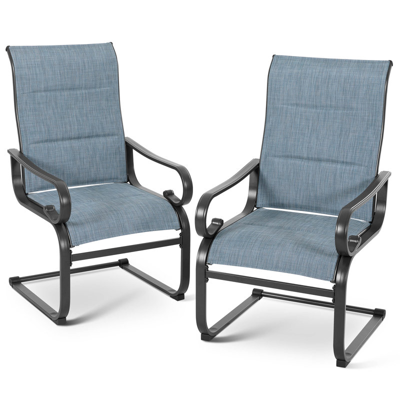 Ensemble de 2 chaises de patio en métal, C-Spring Motion et rembourré PVC-coated polyester