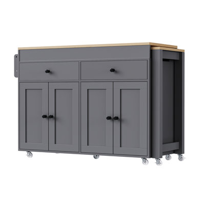 74.5 Inch Kitchen Island With Extendable Dining Table