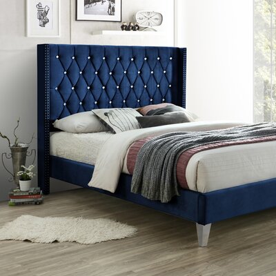 Alexa Tufted Solid Wood and Upholstered Low Profile Sleigh Bed -  Rosdorf Park, CE1D301170BF47ABA3B33704EBFDD35A