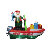 Fishing Santa Inflatable In Boat