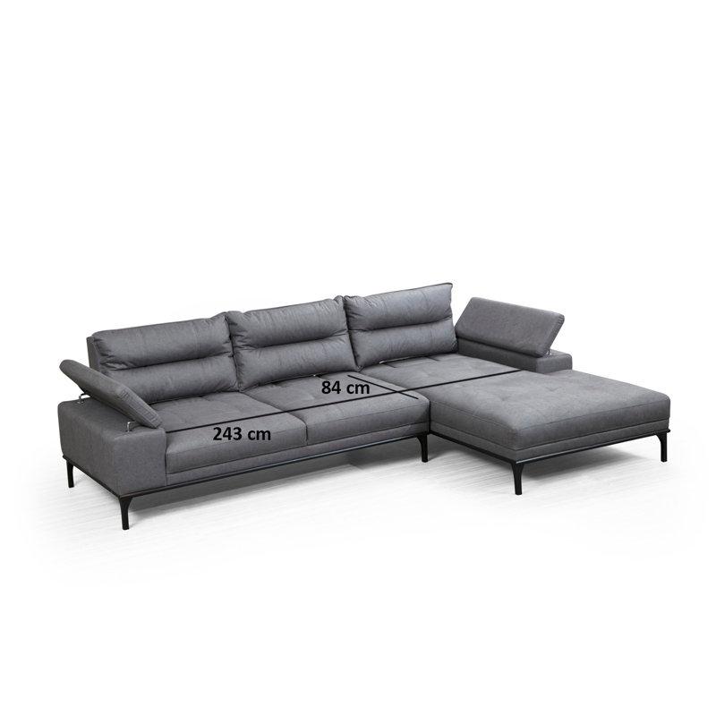 Canapé modulaire à angle large 121,65 po, gris, Face à la droite
