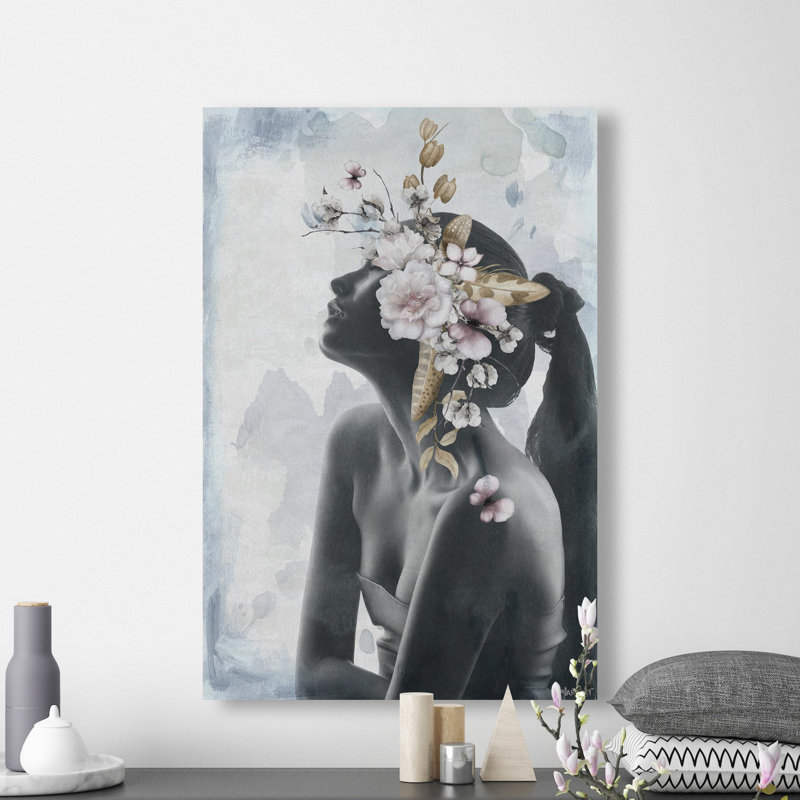 Coiffe florale-impression sur toile tendue, H 30 po x l 20 po x P 1,5 po