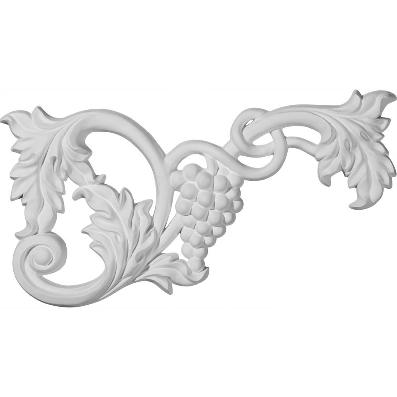 Grape And Leaf 6.75'' H x 12.62'' W x 1'' D Urethane Onlay Scroll