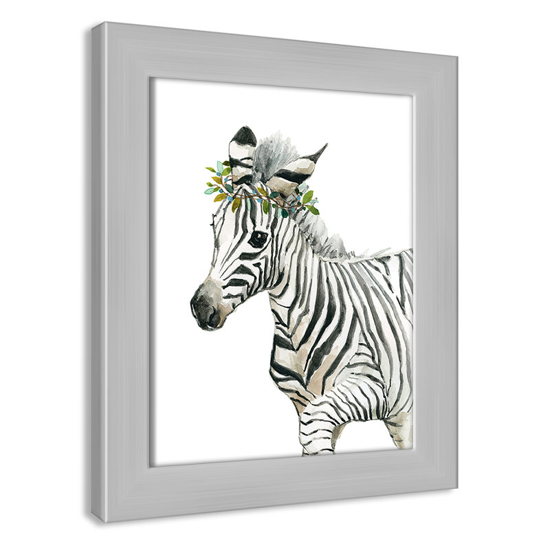 «Savannah Zebra», art encadré, H 12 po x l 10 po x P 0,625 po, Cadre argenté