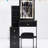 Left Bedside Cabinet Vanity With Color & Brightness Adjustable Led Mirror, Cushioned Stool, , Black, For Small Space Decoration Sized Table Space-1304100406