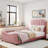 Upholstered Daybed With Classic Stripe Shaped Headboard-596423778