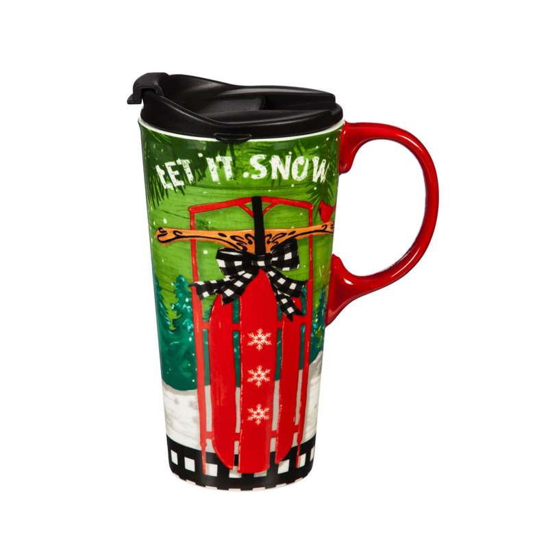 Grande tasse de voyage en céramique 17 Oz Let It Snow