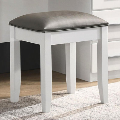 Tabouret de coiffeuse blanc avec siège rembourré