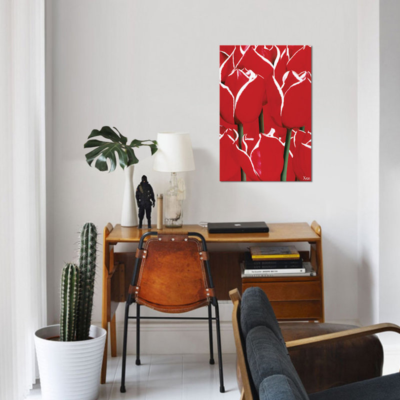 « red & white i », impression sur toile, H 40 po x l 26 po x P 1,5 po, Pas de tapis, Toile tendue