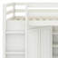 Lit mezzanine avec garde-robe intégré et bureau d'étude, lit haut peu encombrant avec plateau à clavier, station de charge et double projecteur-700911494