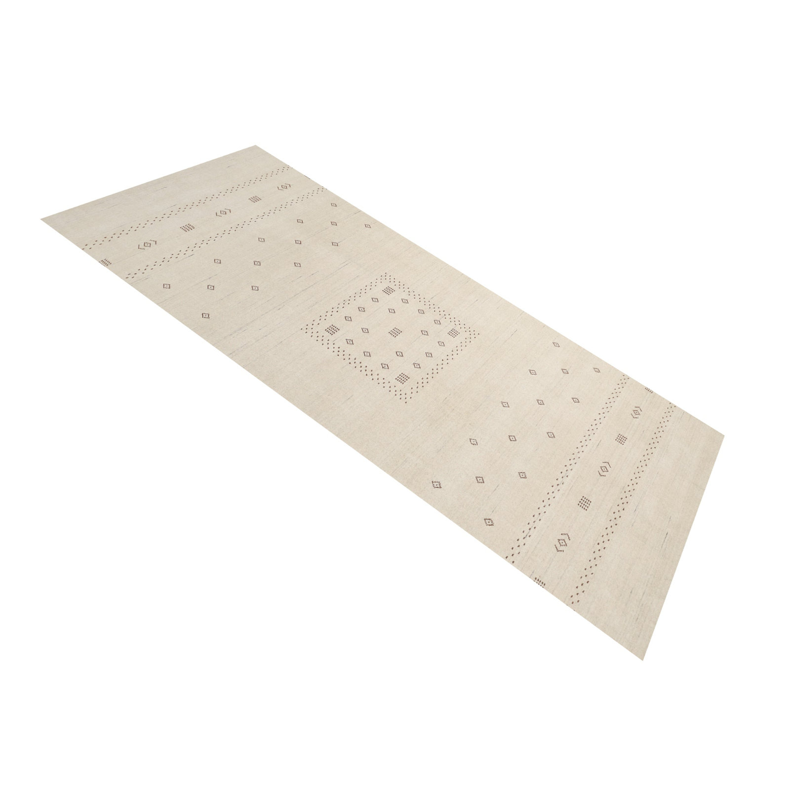 Simi Hand-Woven Geometric Cotton Wool Rug, Snow, Runner 2'6" x 8'