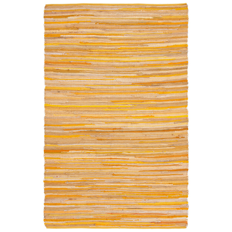 Tapis rayé en coton tissé à la main Caldina, Rectangle 5 pi x 8 pi