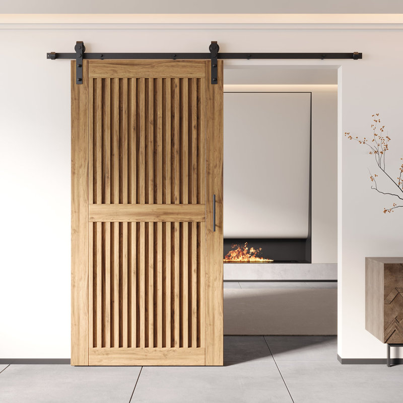 Porte de grange non assemblée et non finie avec quincaillerie d'installation sans dérivation Homacer 48 po x 80 po Homacer
