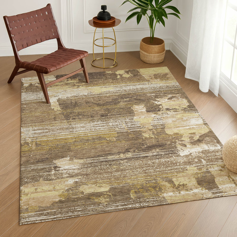 Tapis abstrait lavable à la machine intérieur / extérieur ACN2646, Clove, 10' x 14'