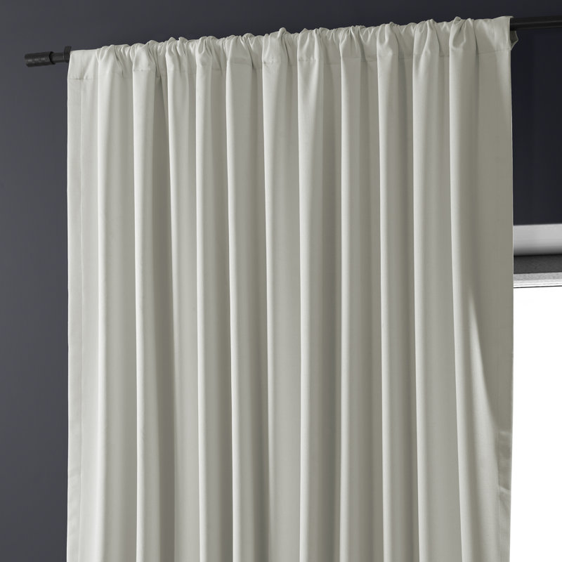Dondie Extra Wide Performance Polyester Hotel Blackout Curtains - Single Panel Drapes, Off White, 100" W x 96" L