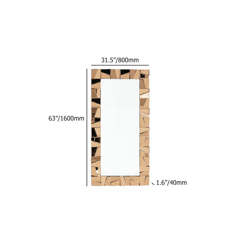 31.5" X 63" Oversized Glam Rectangle Full Length Floor Mirror With 3d Amber Glass Frame