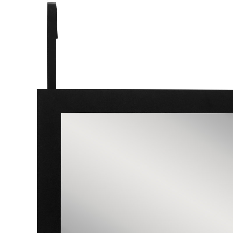 Anjolina 12 x 48 Over The Door - Full Length Hanging Mirror with Shatter-Resistant Glass, Black