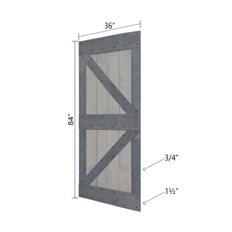 Porte de grange à panneaux peinte en bois sans quincaillerie d'installation - assemblage requis, 36 po x 84 po