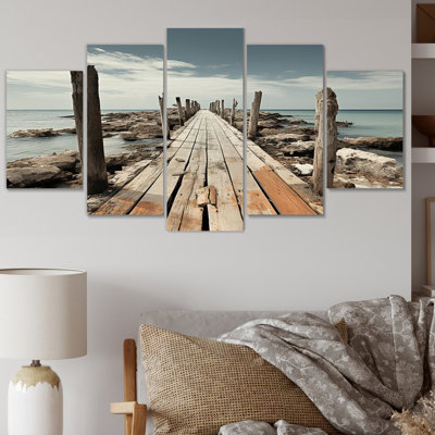 Dominicain désertique Minimalisme Pier I - ensemble de reproduction d'art nautique et de plage sur métal