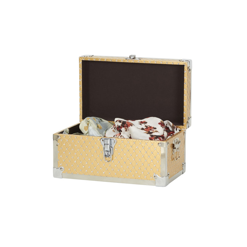 Gilded Wood & Metal Keepsake Trunk