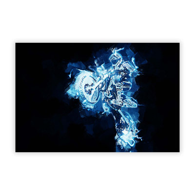 Blue Neon Motocross - No Frame Painting
