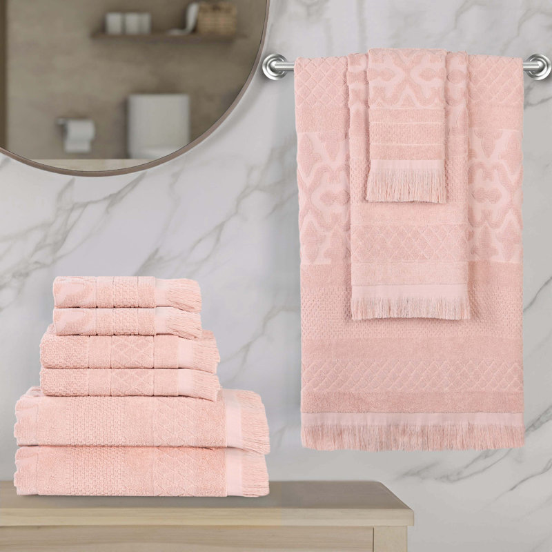 Serviette de bain Rolla, Ensemble de serviettes 9 pièces, Rose