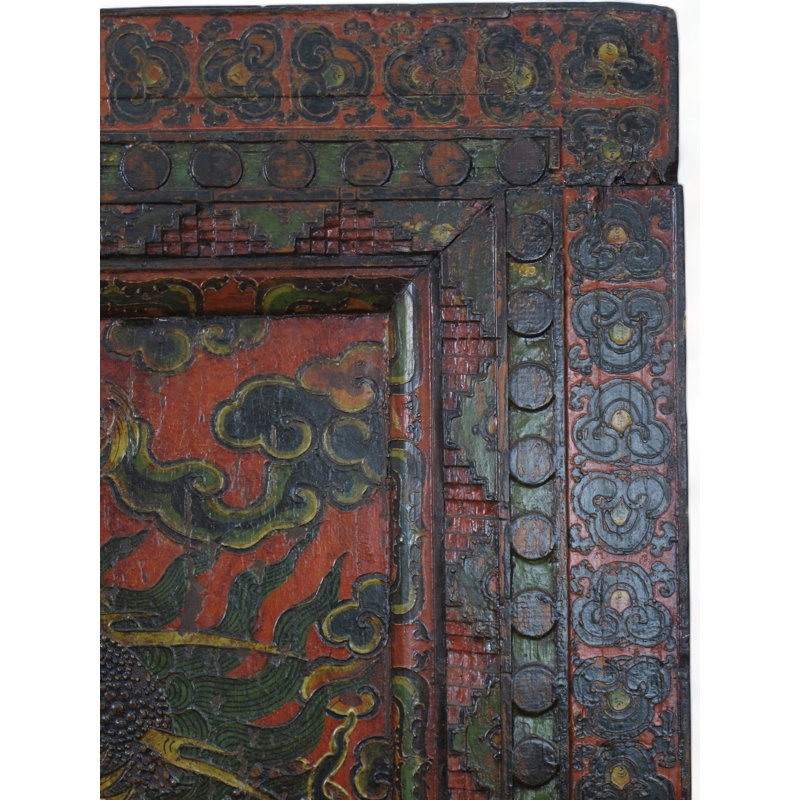 Embossed Flying Dragons Tibetan Wall Art Or Room Divider Or Head Board