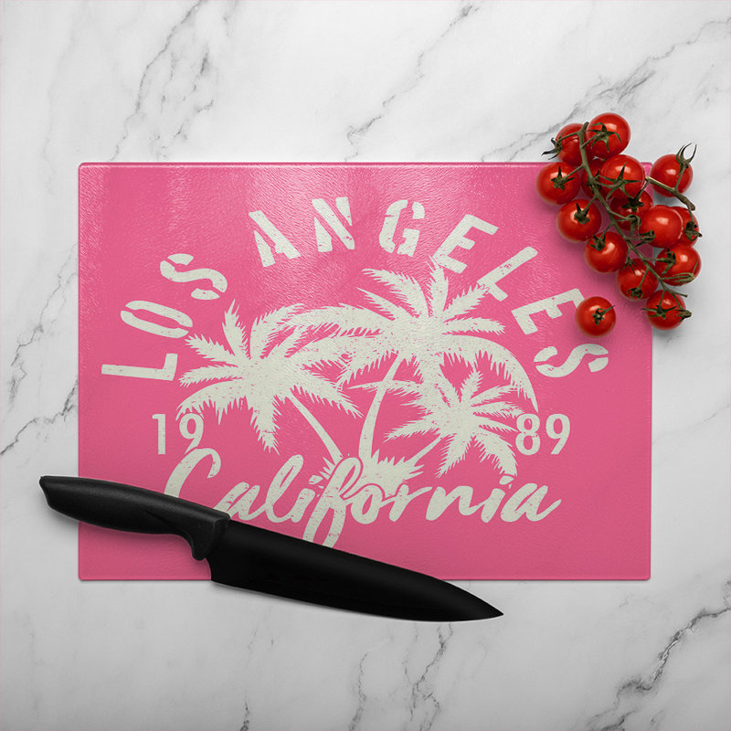 Los Angeles California Glass Chopping Board, 40cm L x 28cm W