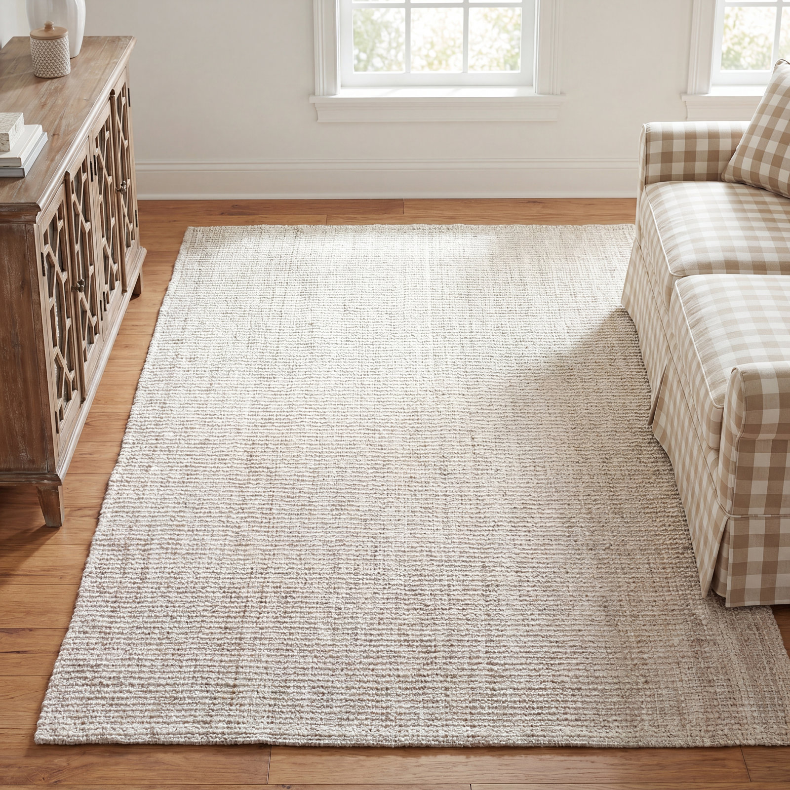 Asta Ivory Hand-Woven Flatweave Jute Rug, Rectangle 6' x 9'