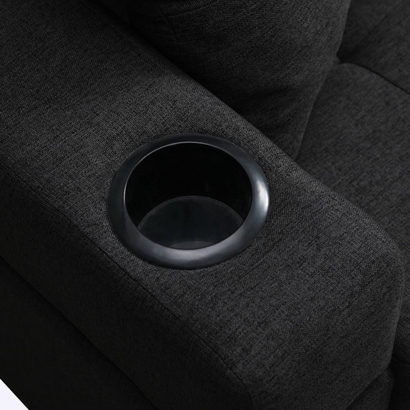 Calliandra 2 - Piece Upholstered Sectional, Black Fabric