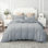 Ensemble de housse de couette en tricot de jersey de coton rayé bleu-gris très grand
