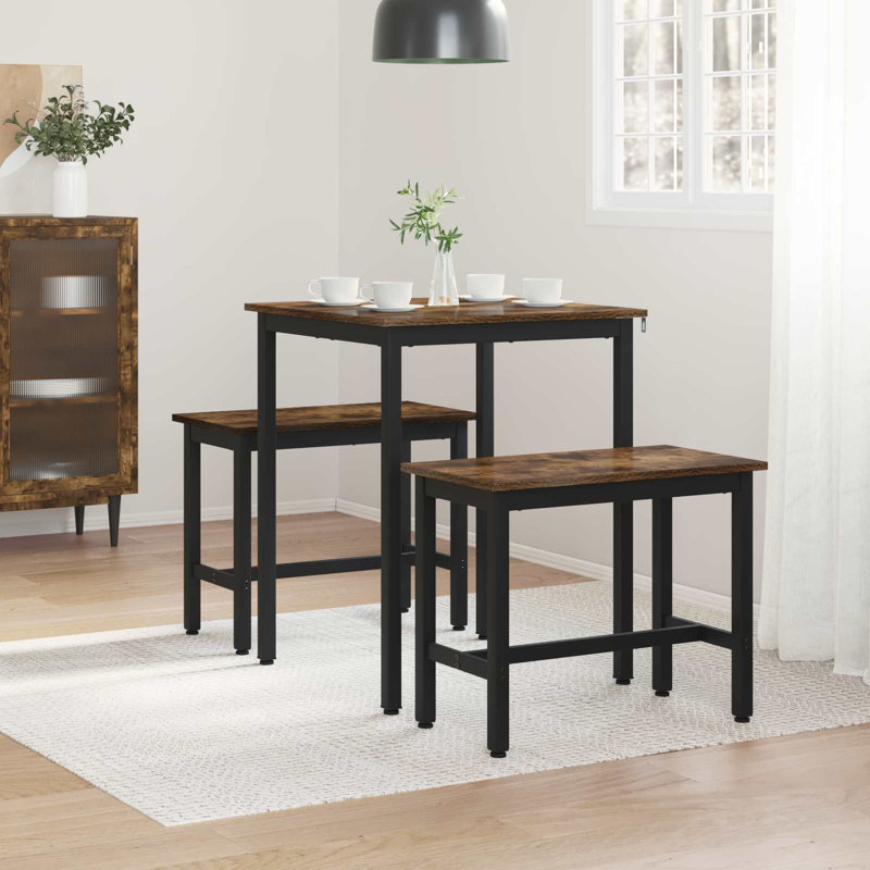 Metal Base Dining Table, Smoked Oak