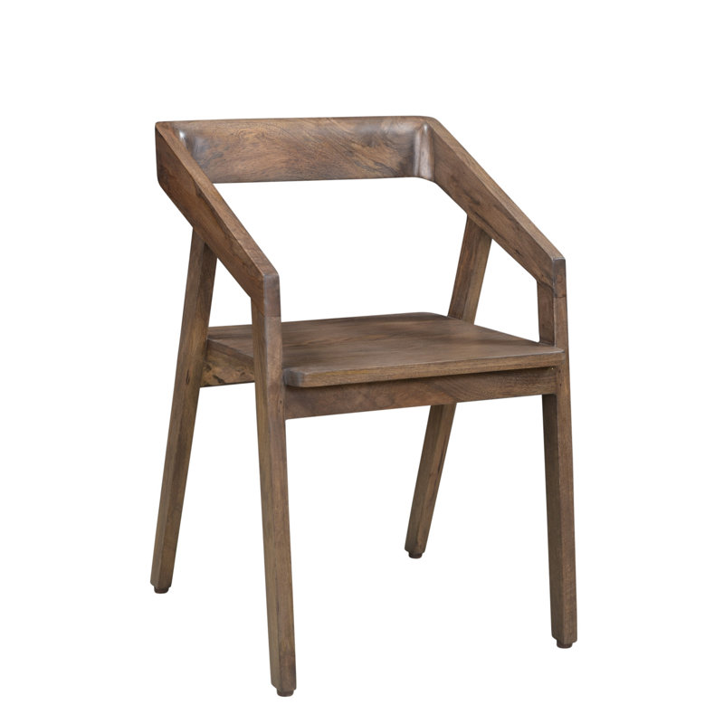 Chaise de salle à manger à dossier ouvert en bois massif brun foncé Gracie Mills Monroe