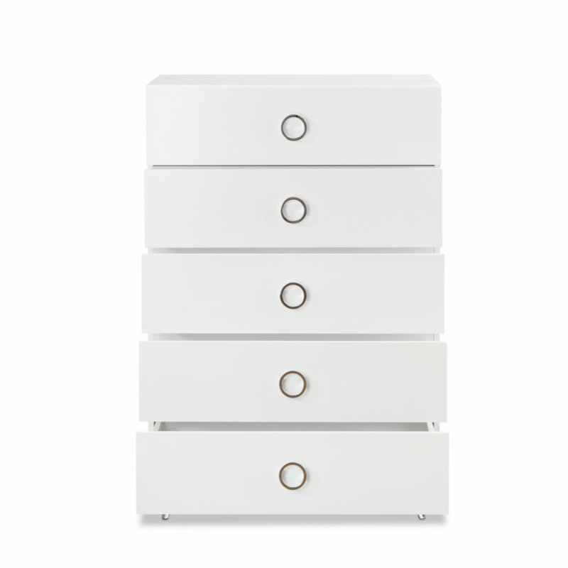 Commode 5 tiroirs à finition blanche