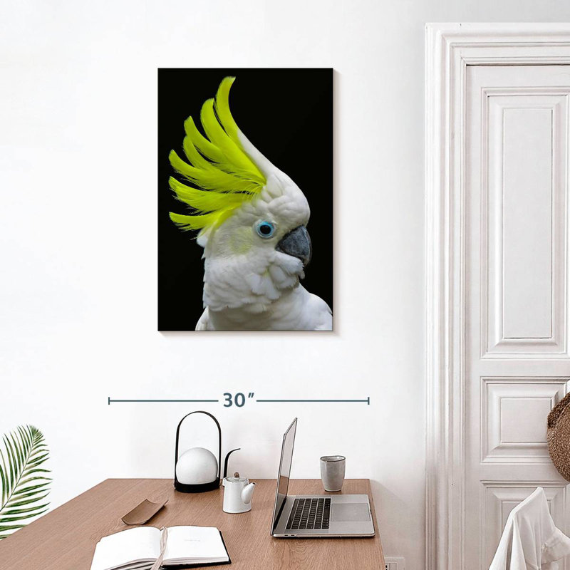 Brampt Yellow Crested Cockatoo, 30" H x 20" W